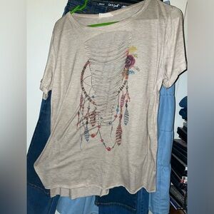 Women's new medium Beige Graphic Tee